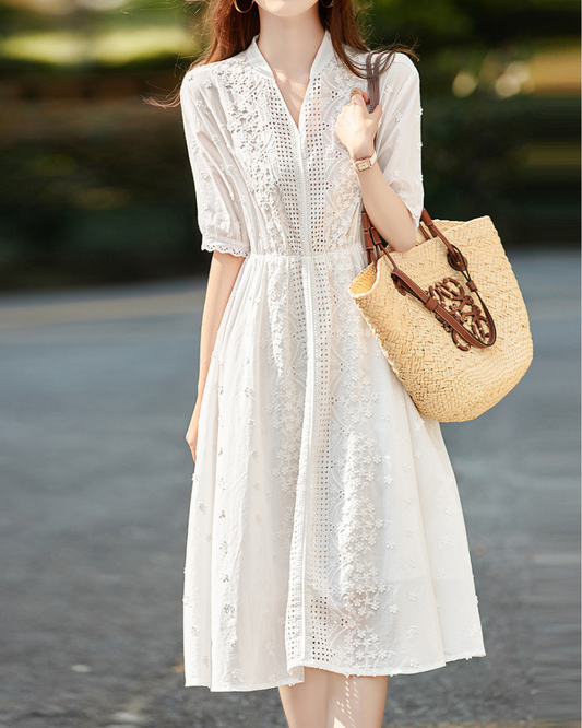 Opaline Bloom Embroidered Dress