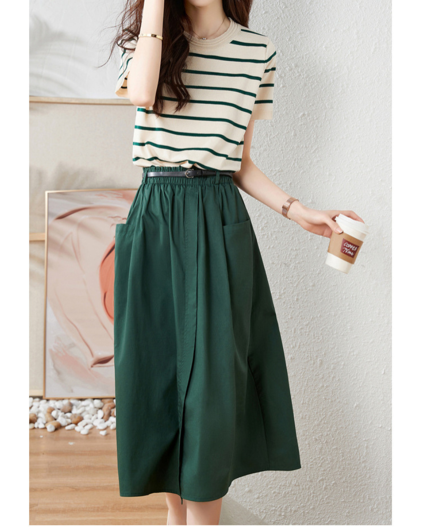Eloise Stripe Gathered Skirt Set
