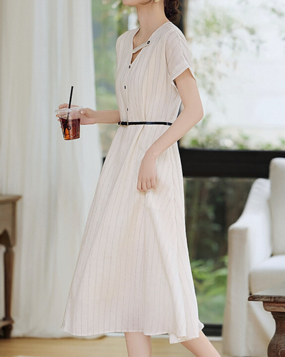 Linea Whisper Stripe Midi Dress
