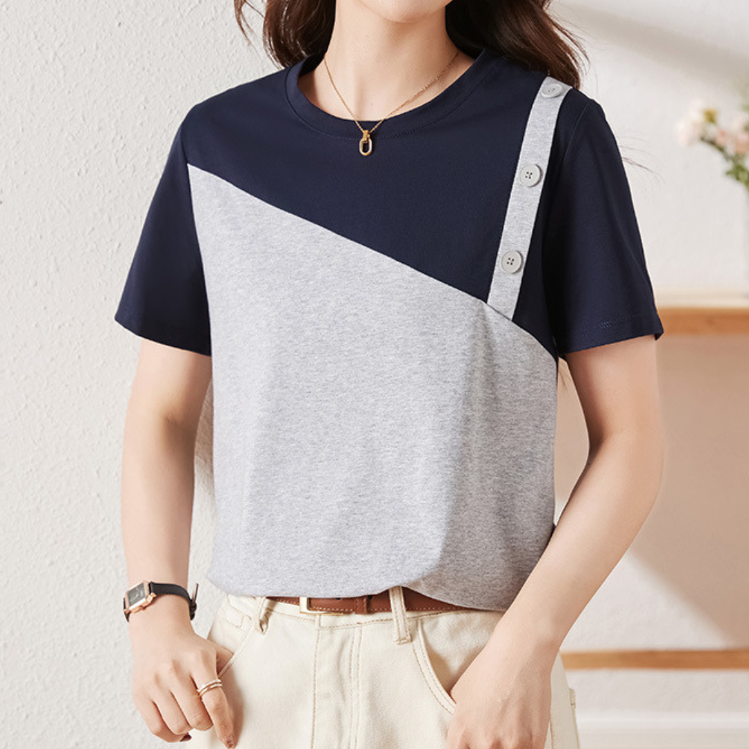 Mira Diagonal Button T-Shirt