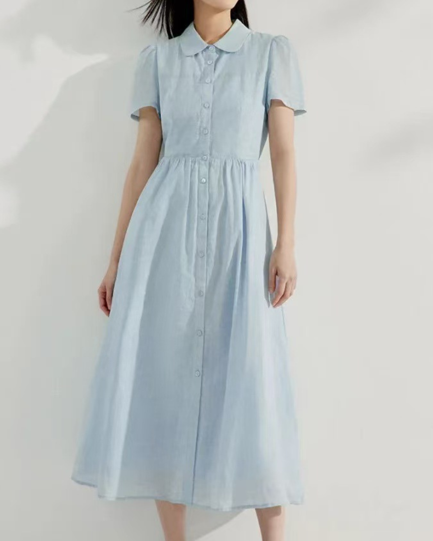 Elodie Light Button Cotton Dress