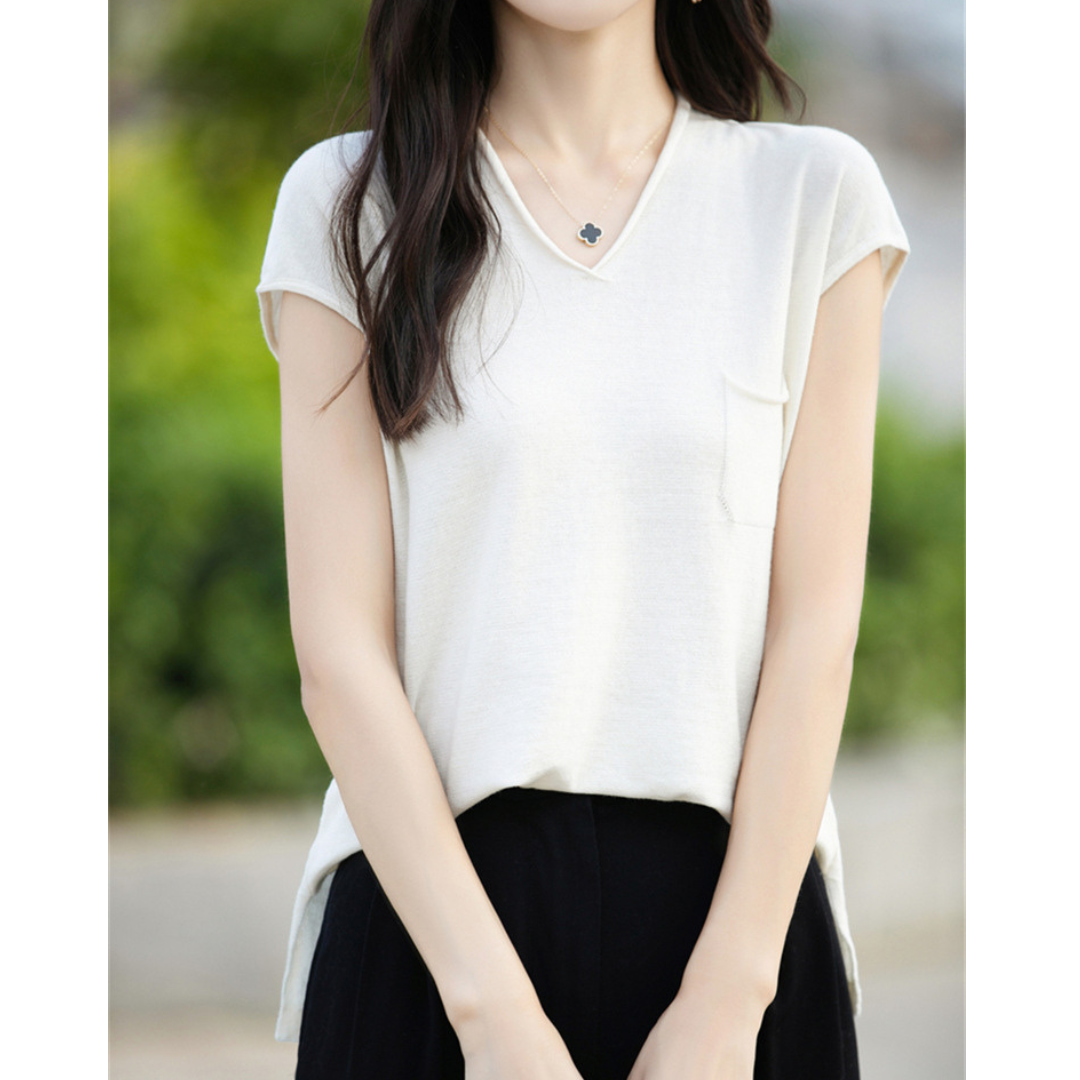 Mira Gentle V-Neck Pocket T-Shirt