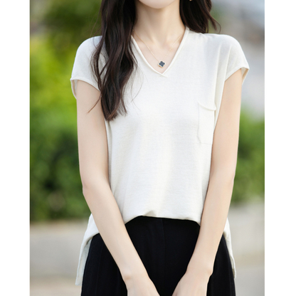 Mira Gentle V-Neck Pocket T-Shirt