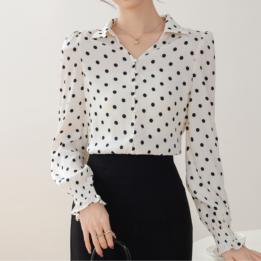 Mira Dot Soft Cuff Blouse