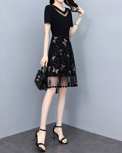 Ivy Bloom Mesh Flare Dress