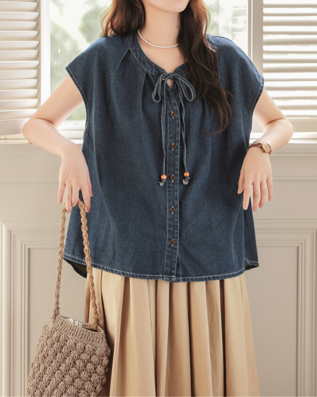 Meryl Soft Tie Denim Shirt