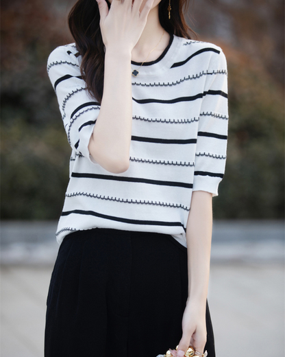 Celine Stitch Stripe Knit Top