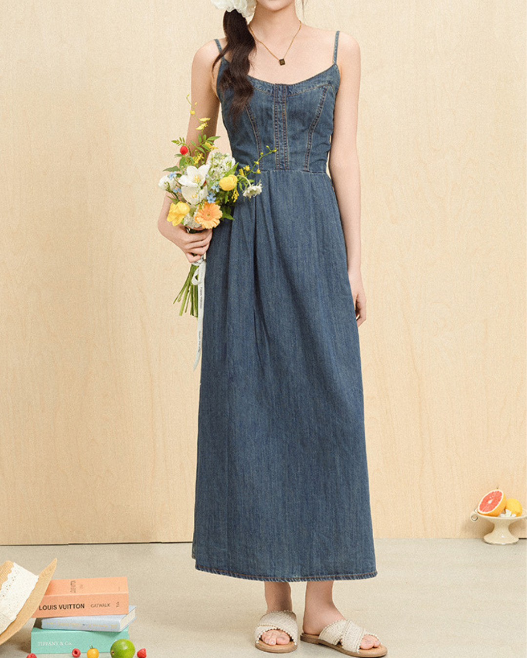 Liora Soft Denim Maxi Dress