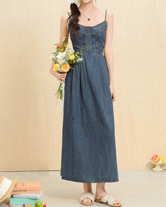 Liora Soft Denim Maxi Dress