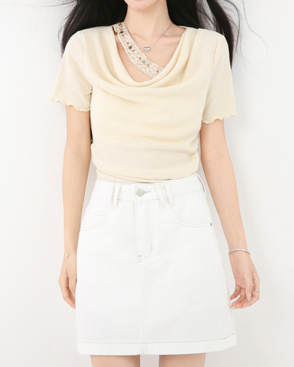 Cleo Drape Trim Layered T-Shirt