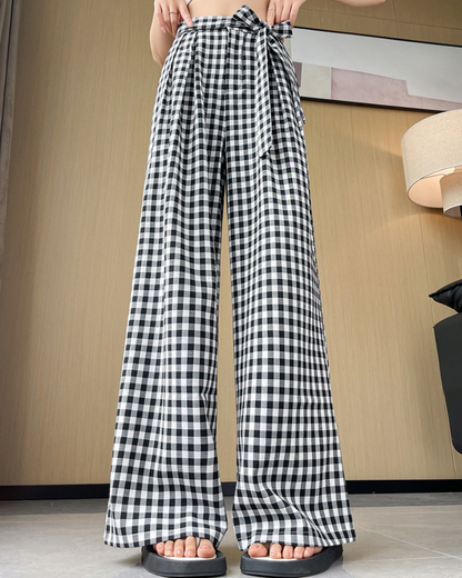 Leora Check Tie Wide Pants