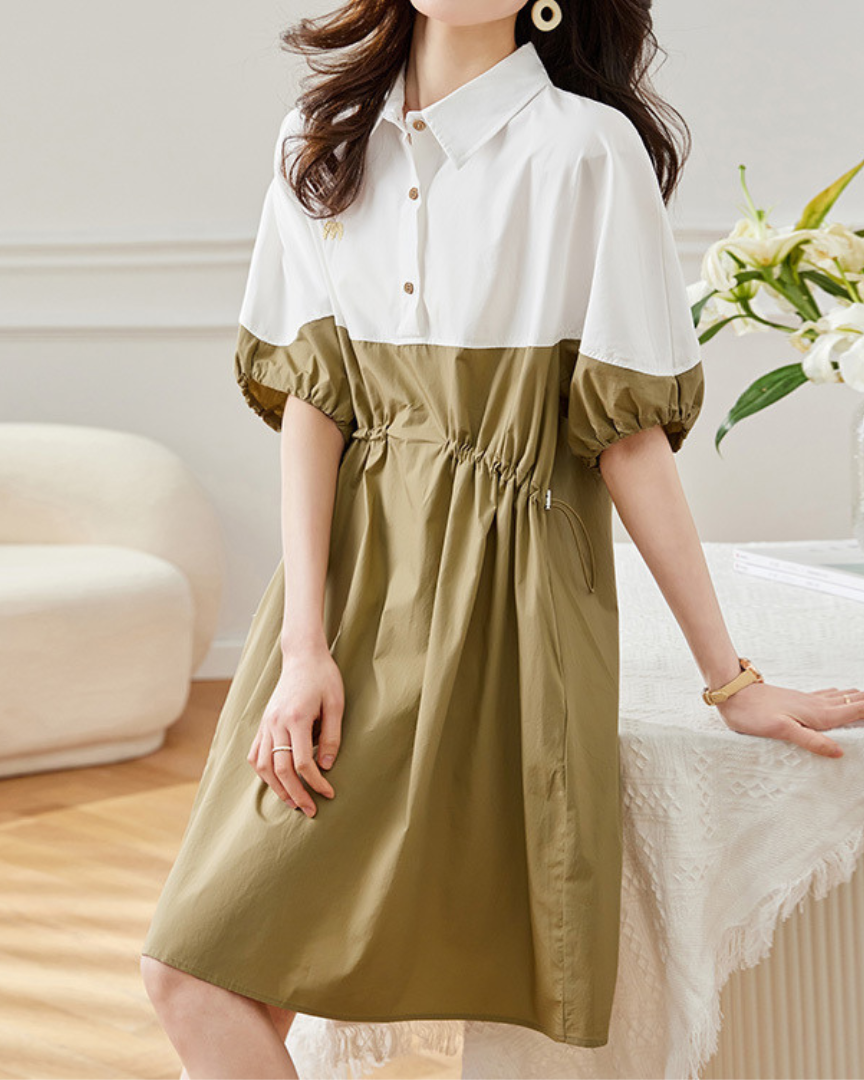 Olive Panel Soft Cinch Dress