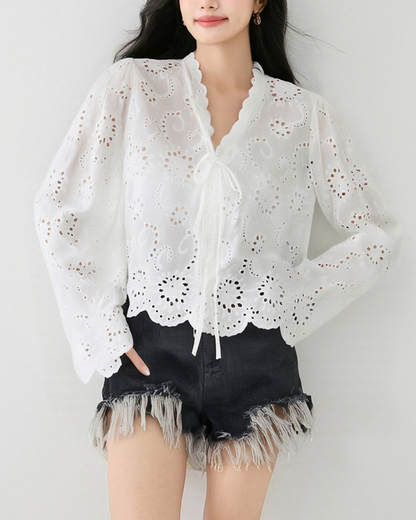Elva Eyelet Flare Blouse