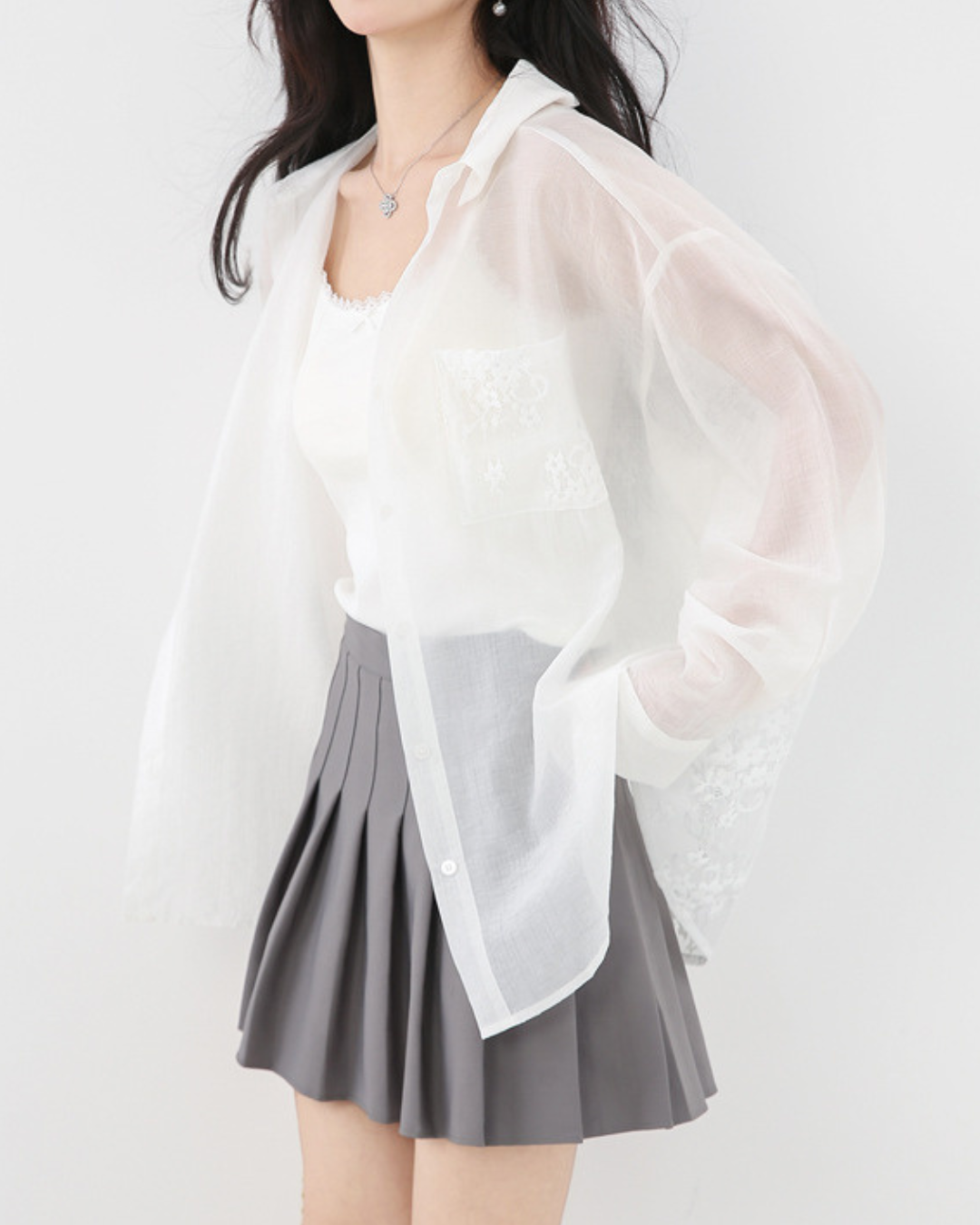 Lisse Sheer Bow Panel Shirt