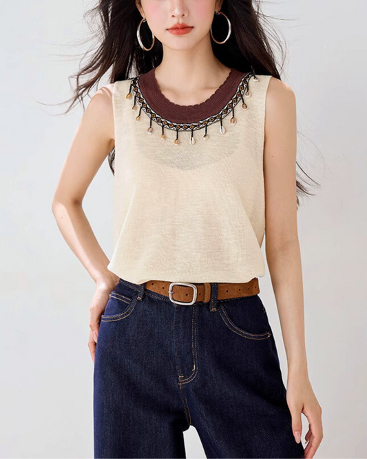 Mielle Bead Trim Knit Tank