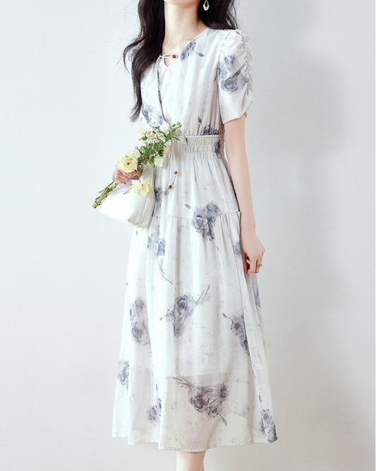 Iris Mist Ink Flare Dress