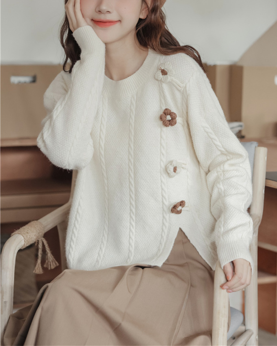 Fleur Twist Knit Sweater