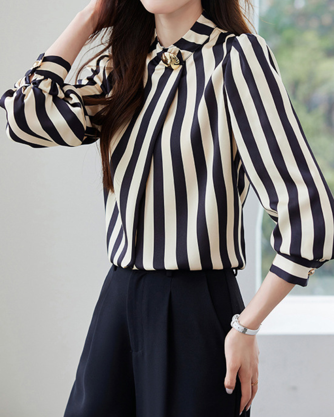 Clare Stripe Accent Blouse
