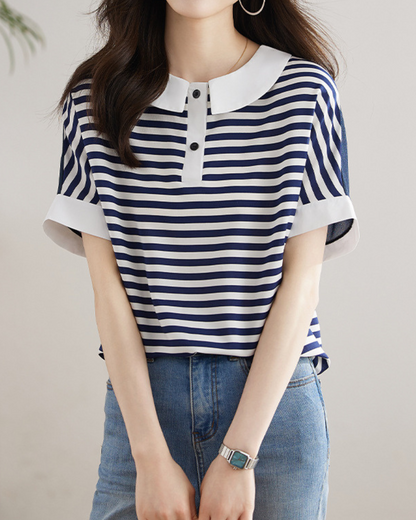 Marine Ease Stripe Collar Shirt