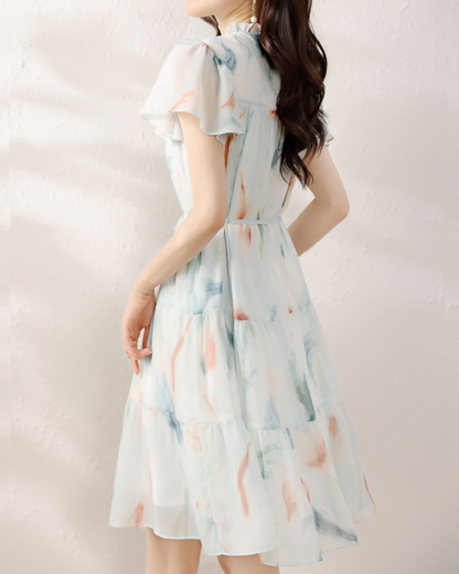 Eleni Mist Watercolor Mini Dress