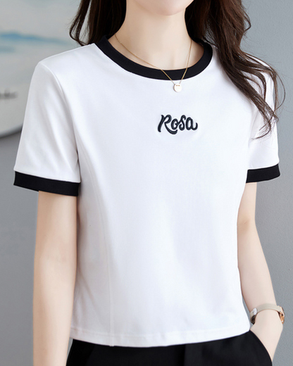 Rosa Contrast Trim Cotton T-Shirt