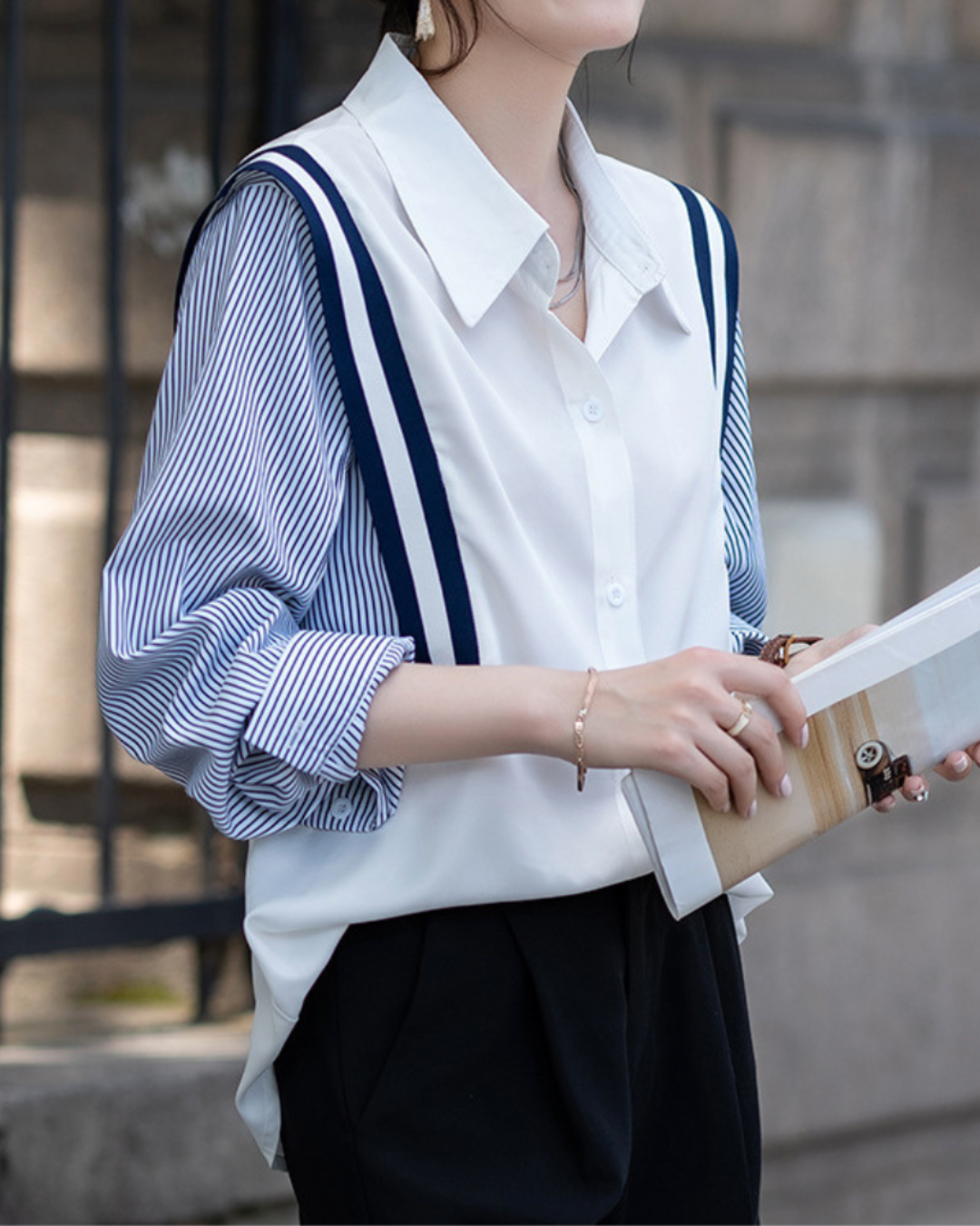 Auden Crisp Stripe Panel Shirt