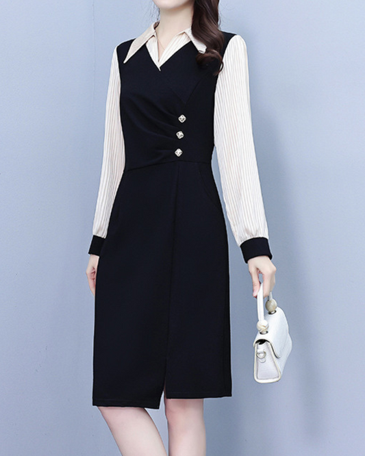 Mira Line Contrast Wrap Dress
