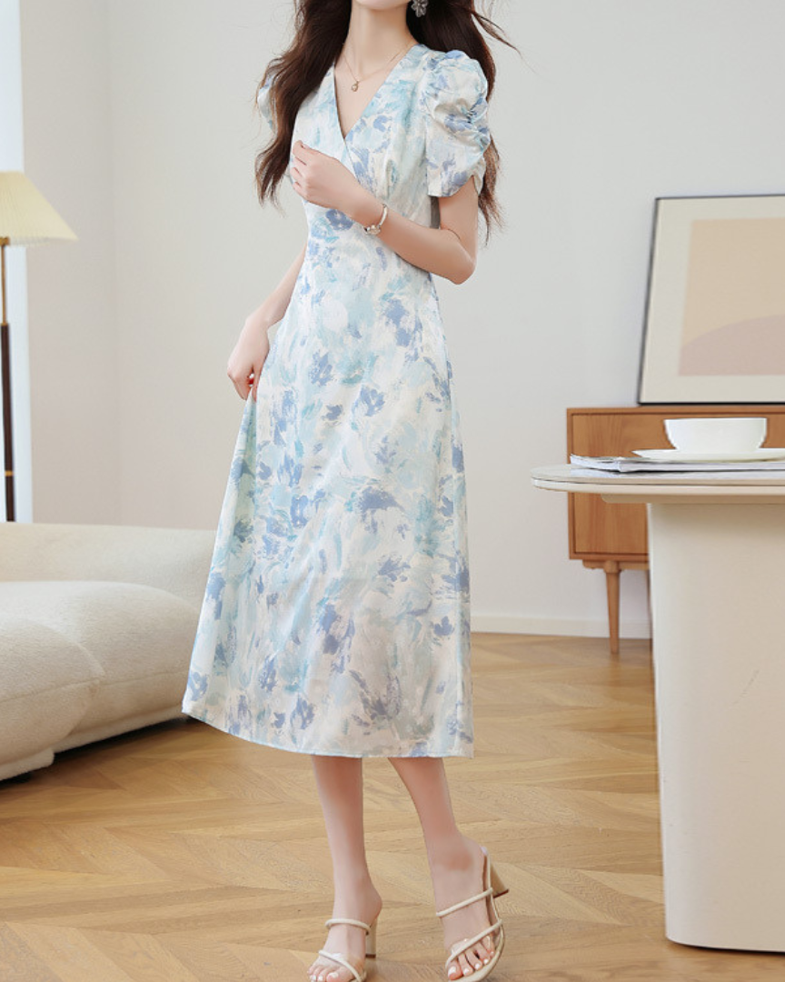 Amara Breeze Watercolor Midi Dress