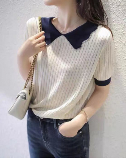Lysa Wave Collar Knit Top