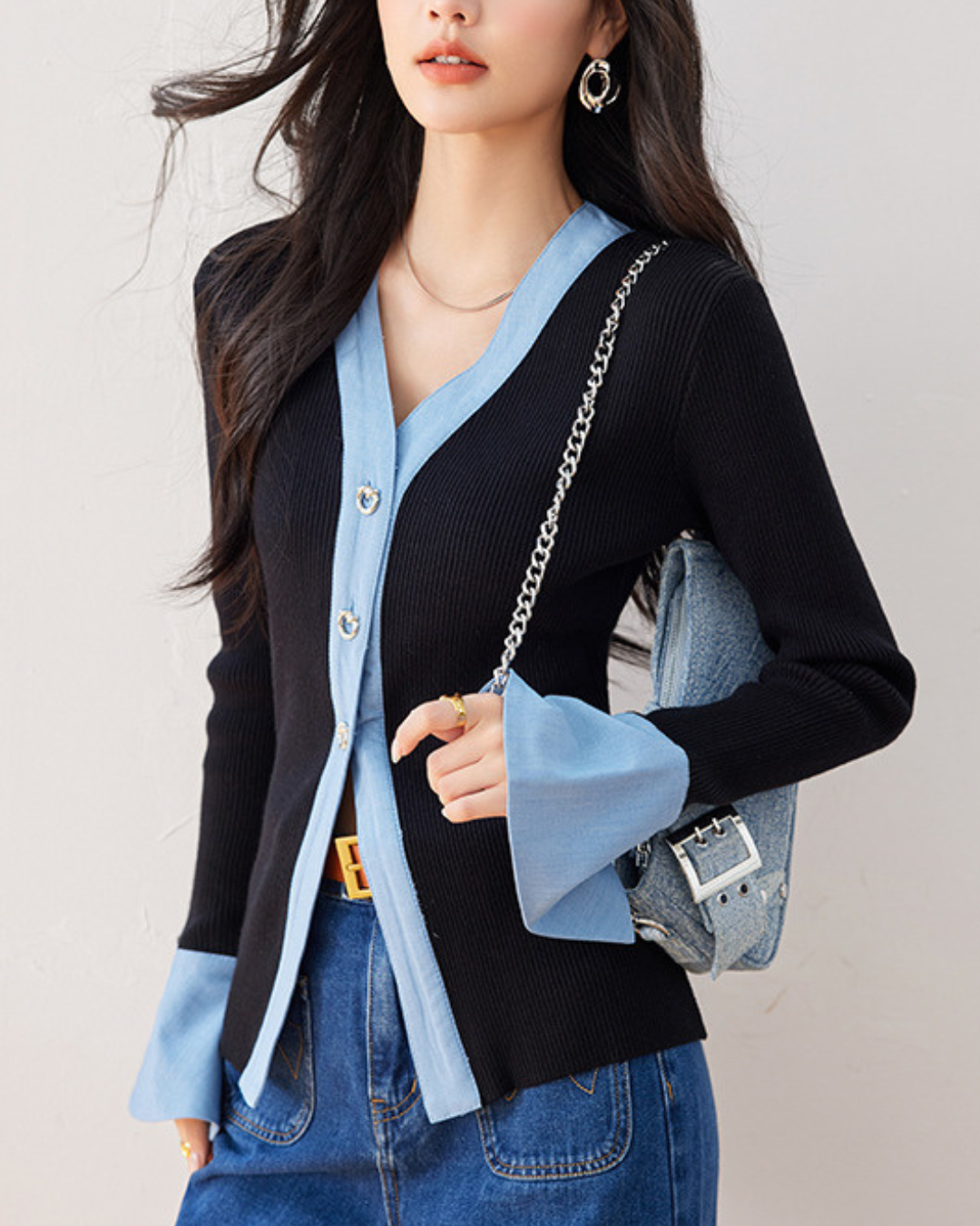 Elodie Contrast Soft Knit Cardigan