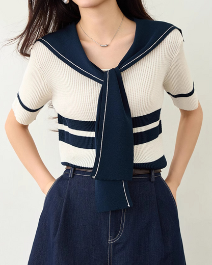 Marin Stripe Collar Knit T-Shirt