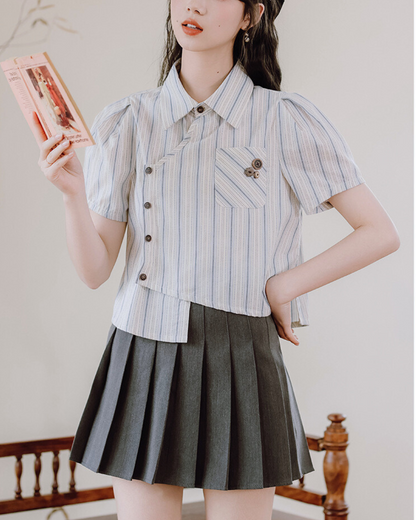 Mira Twist Stripe Collar Shirt