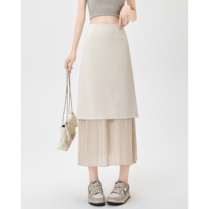 Mina Pleat Layer Midi Skirt