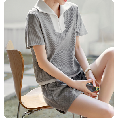 Lina Textured Collar Lounge Set
