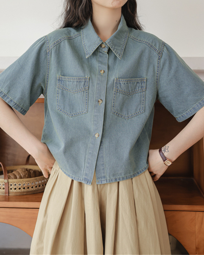 Aria Calm Pocket Denim Shirt