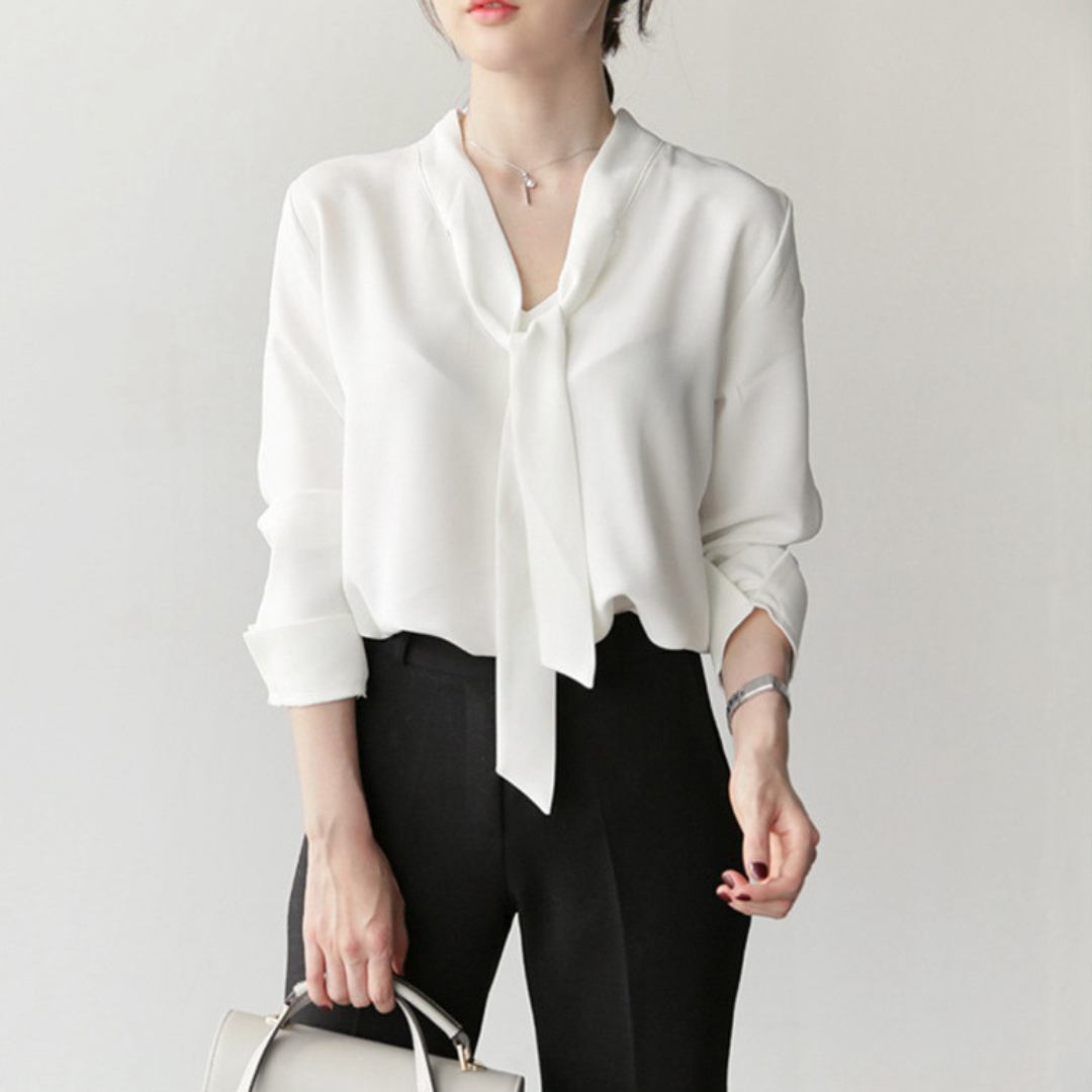 Elva Drape Soft V-Neck Blouse