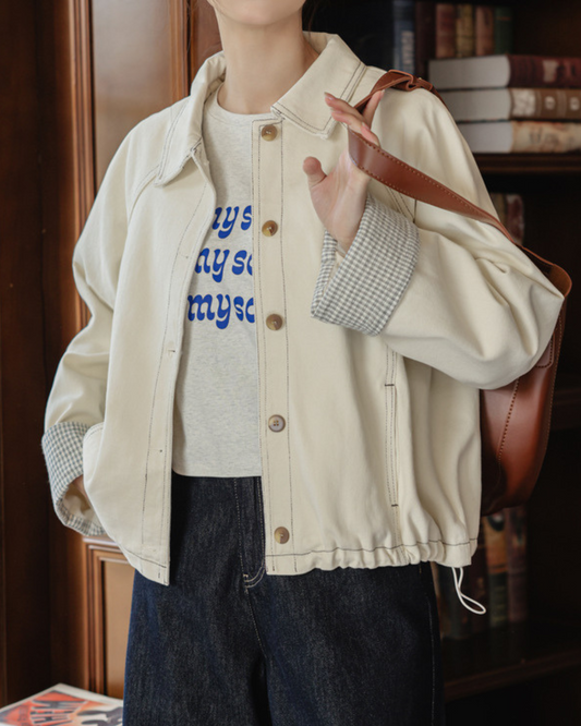 Clara Soft Check Cuff Denim Jacket