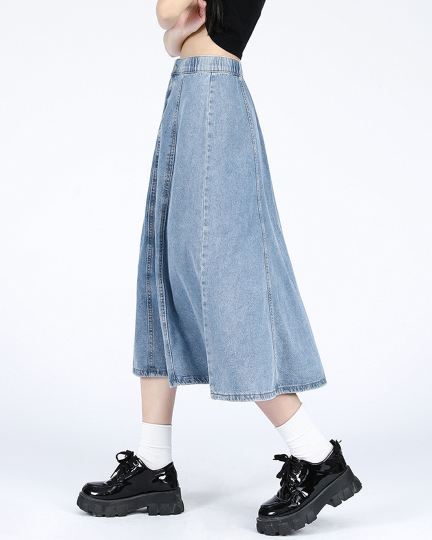 Liora Soft Pleat Denim Skirt