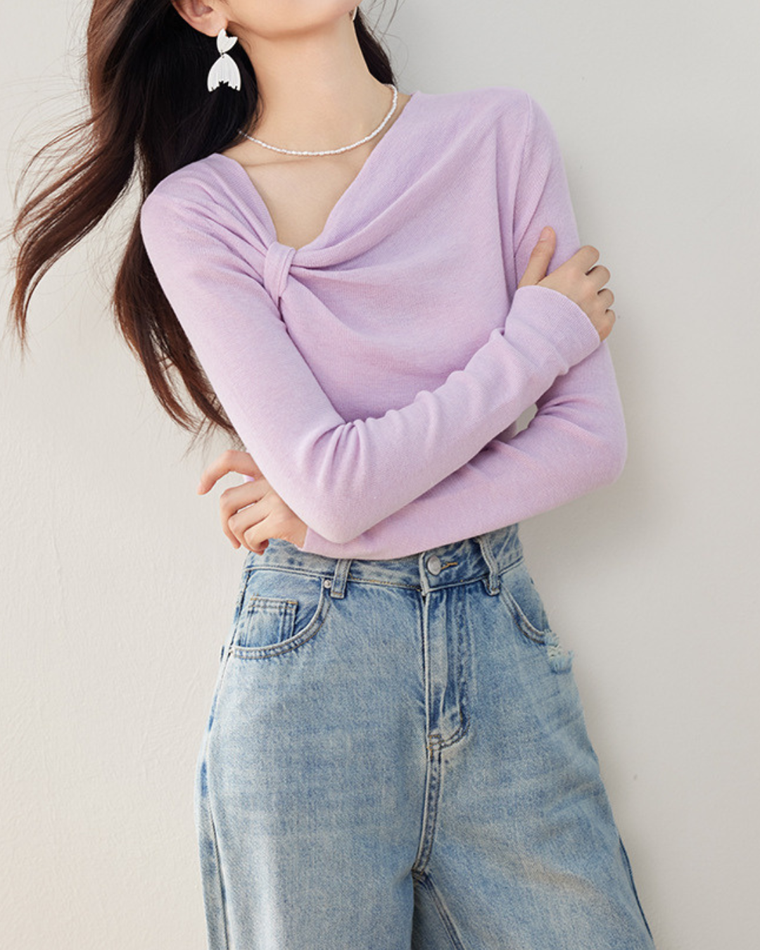 Lyra Twist Lilac Knit Top