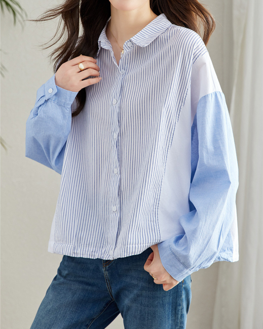 Elva Calm Stripe Gather Shirt