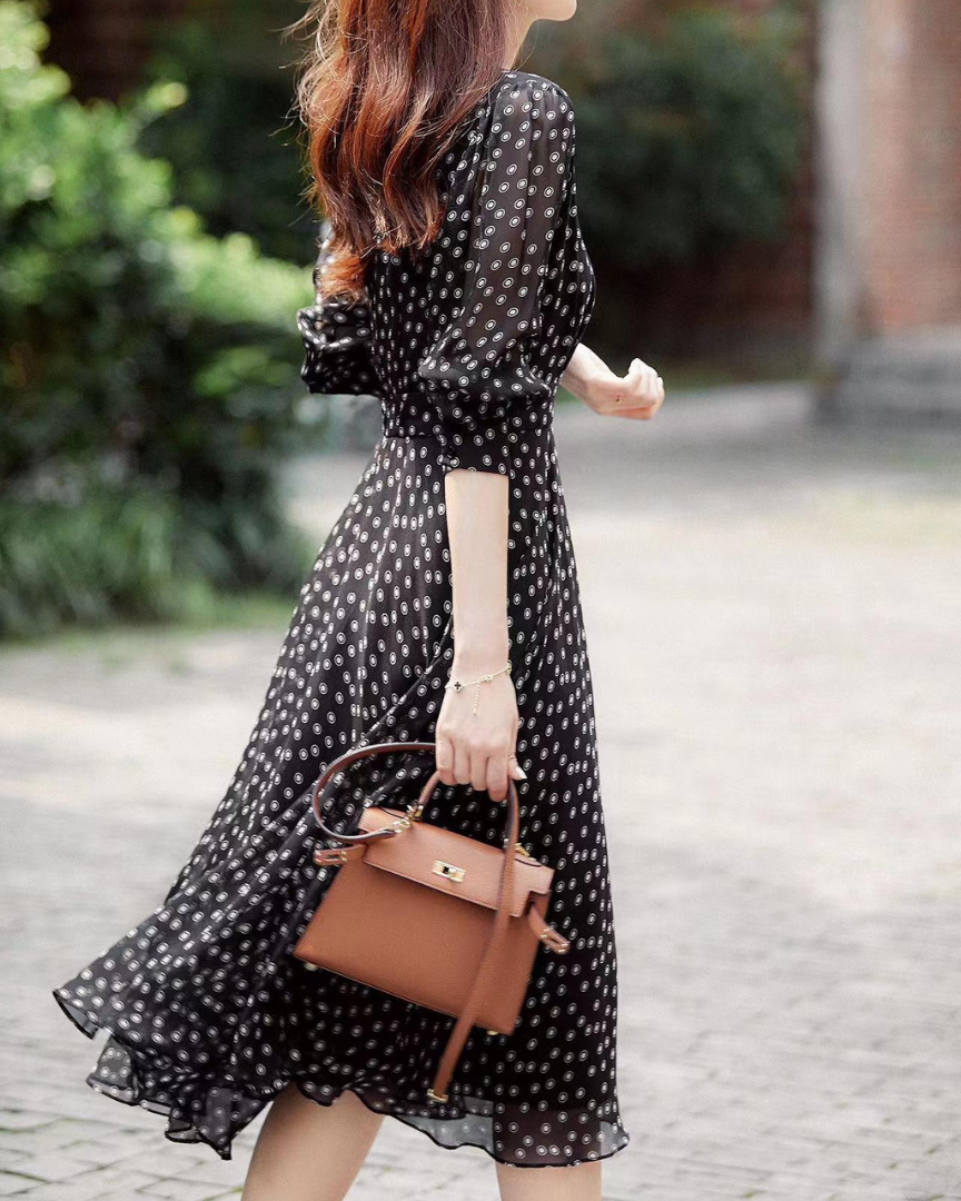 Elora Whisper Dot Flare Dress
