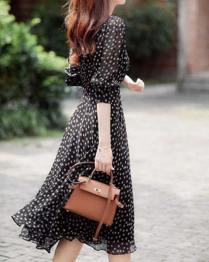 Elora Whisper Dot Flare Dress