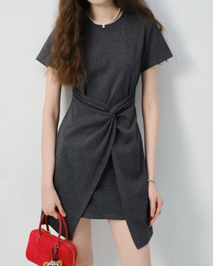 Clea Twist Front Cotton Dress
