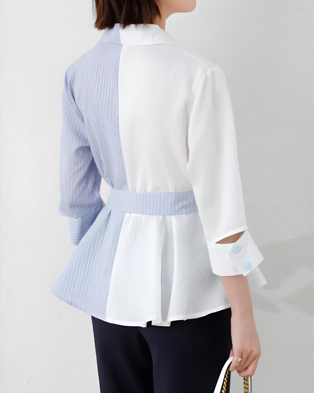Elara Dual Tone Wrap Blouse