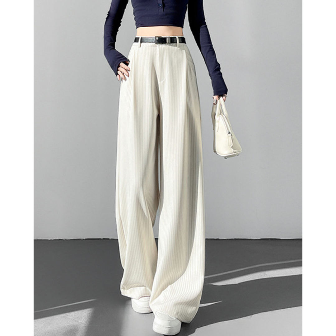 Amira Pinstripe Belted Trousers