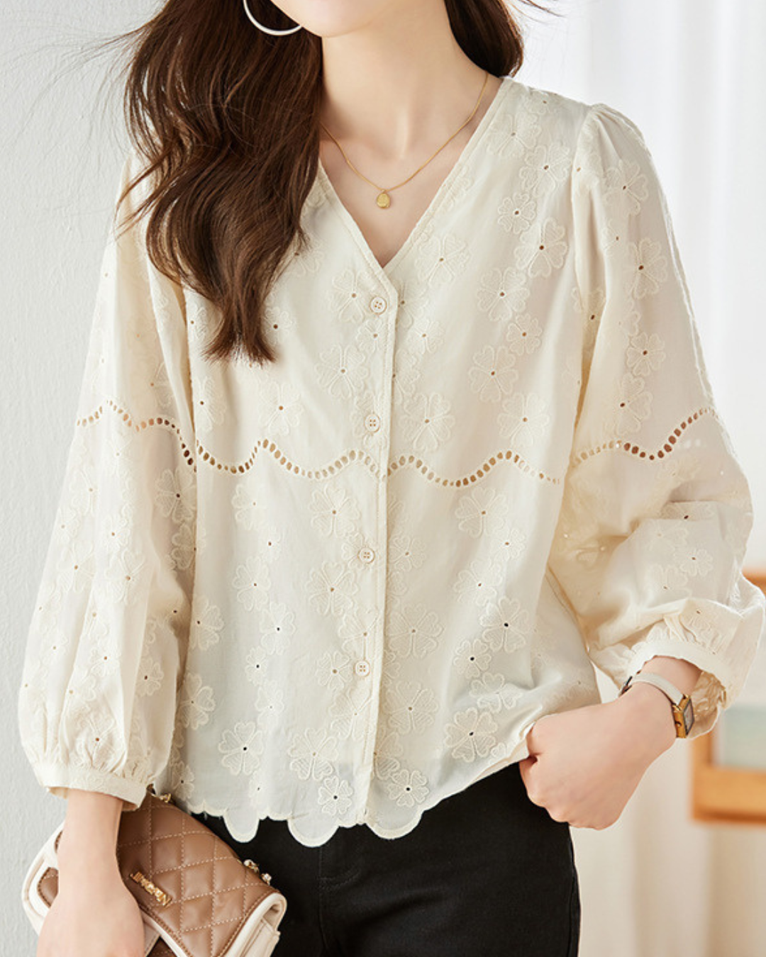 Elodie Petal Eyelet Blouse