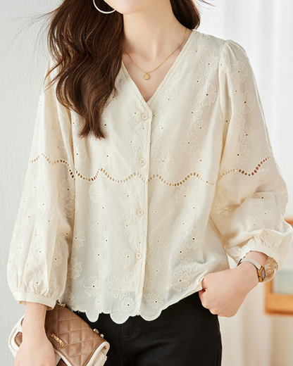 Elodie Petal Eyelet Blouse