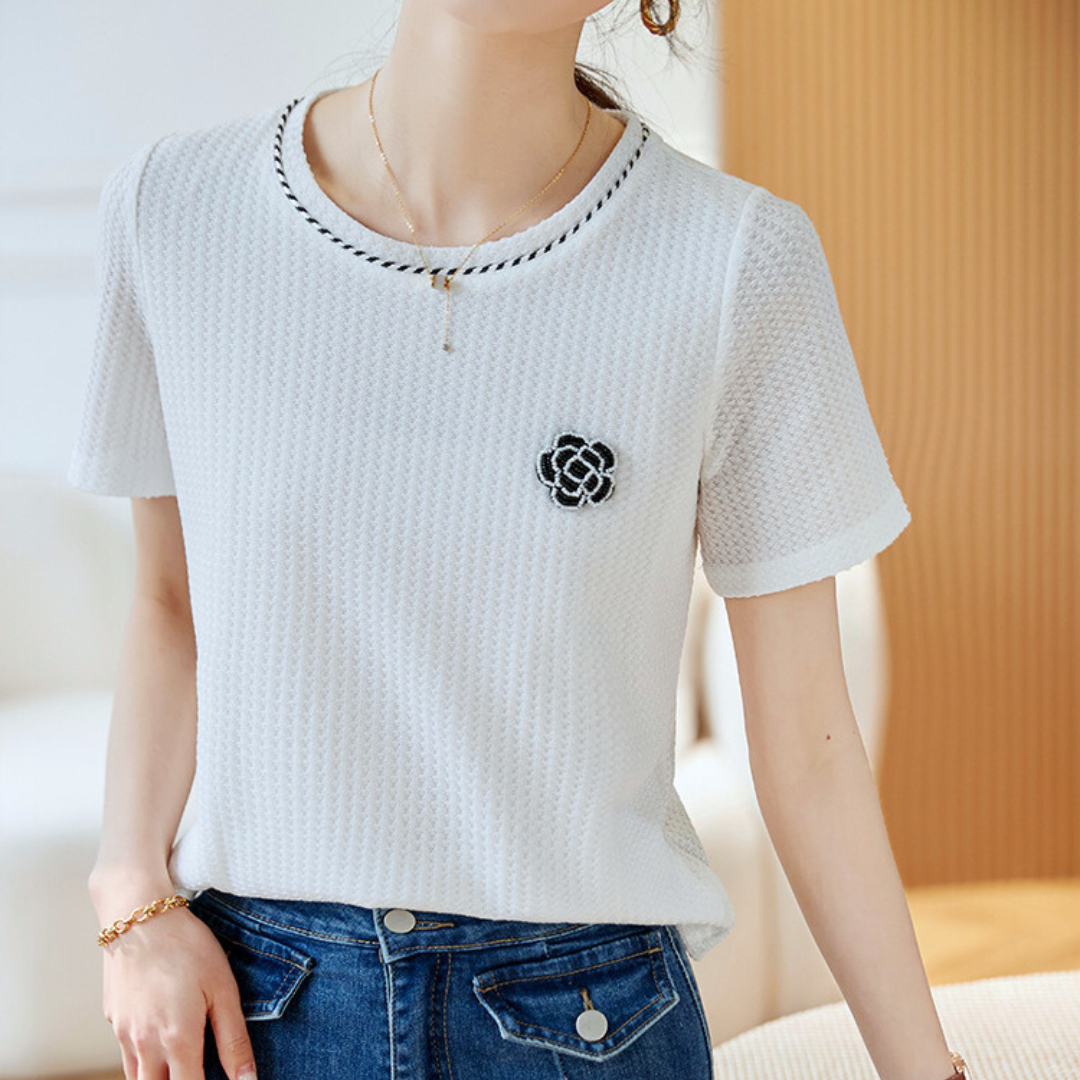 Clara Waffle Flower Knit T-Shirt