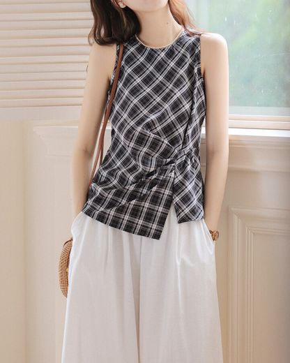 Maren Side Pleat Check Tank