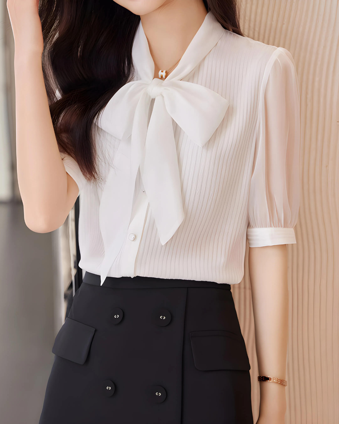 Adele Tie Sheer Blouse